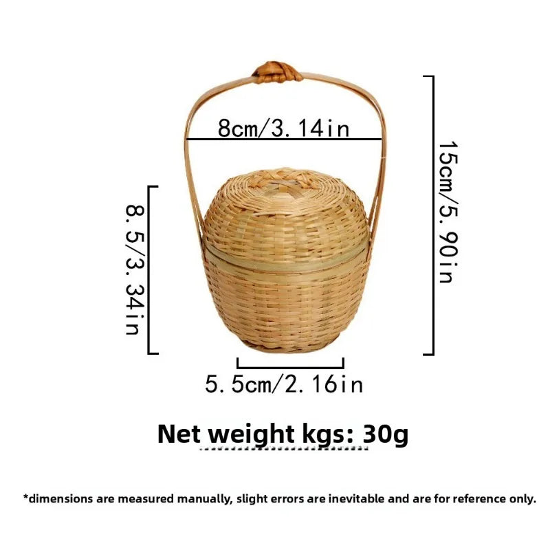 Woven Basket with Lid Decorative Small Bamboo Basket Bamboo Products Fine Woven Hand Basket Creative Small Bamboo Basket Crafts