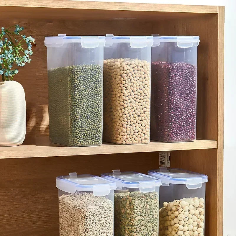 Stackable Food Storage Containers with Lids for Pantry & Rice Organization