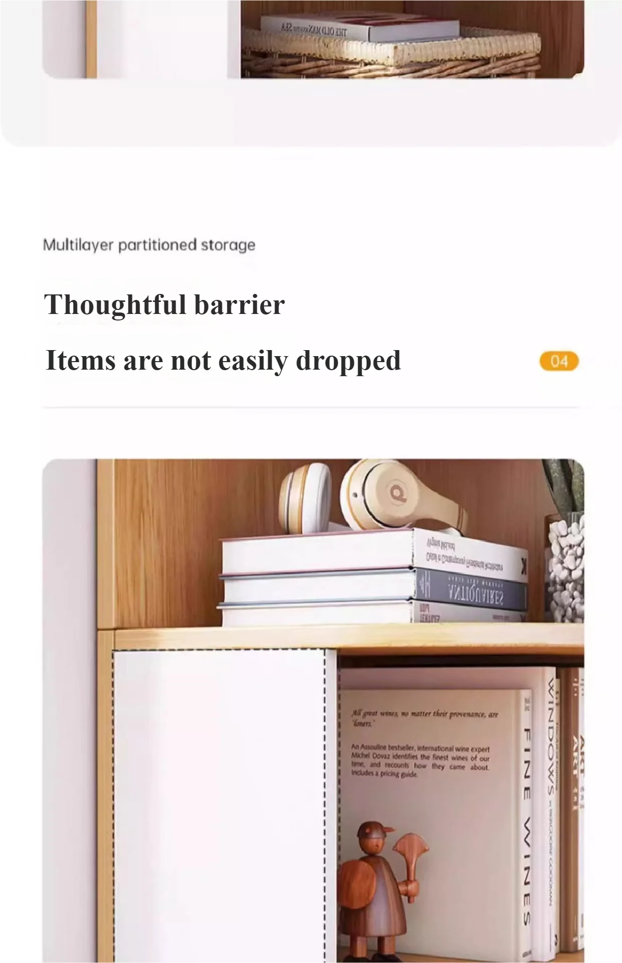 Solid Wood Wall-Mounted Corner Shelf Unit Narrow Bookshelf with Storage Space-Saving Design for Small Living Room & Home Office