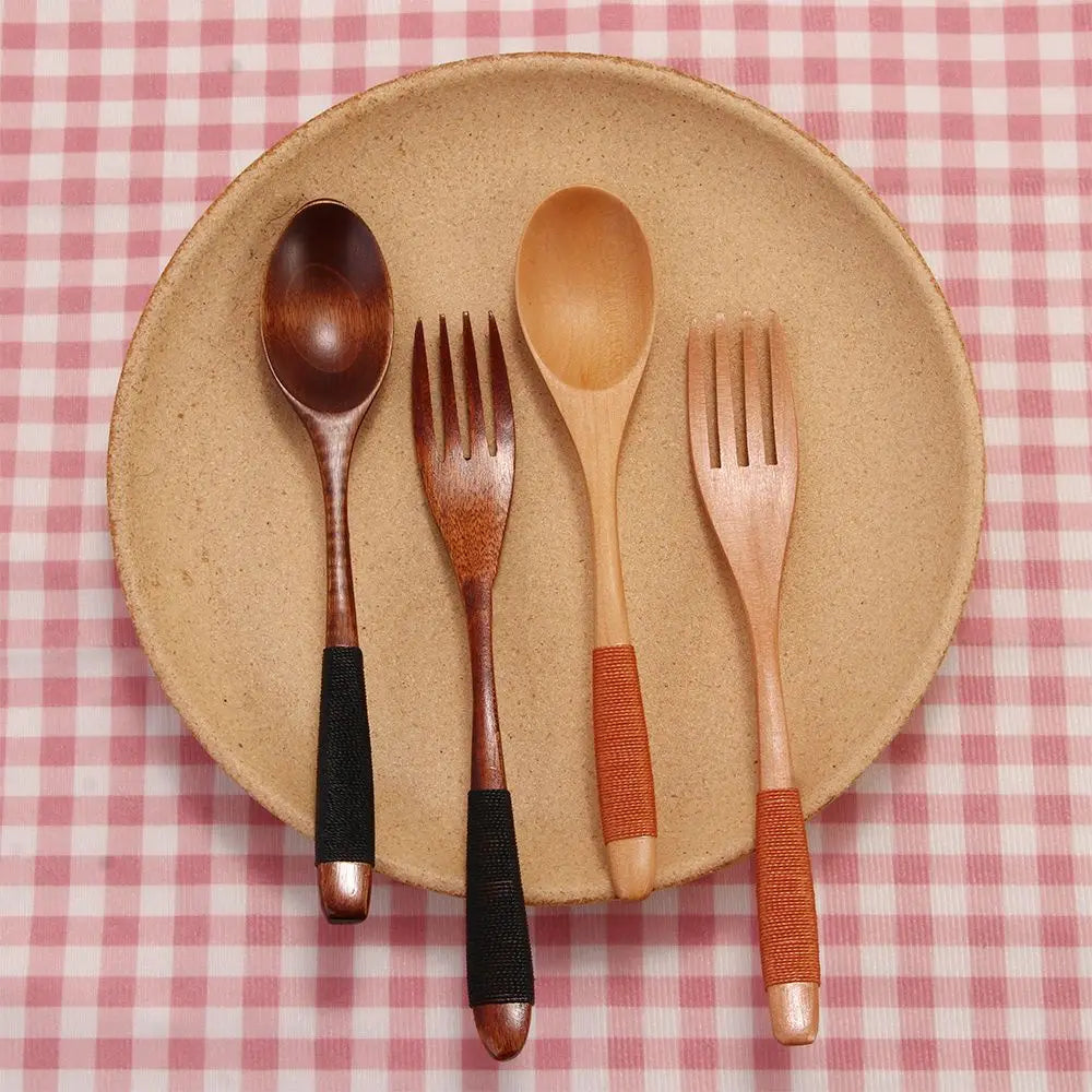 Dinner Kit Wooden Utensil Kitchen Supplies Soups Cereal Tableware Dinnerware Sets Fork Spoon
