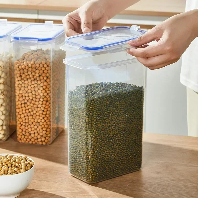Stackable Food Storage Containers with Lids for Pantry & Rice Organization