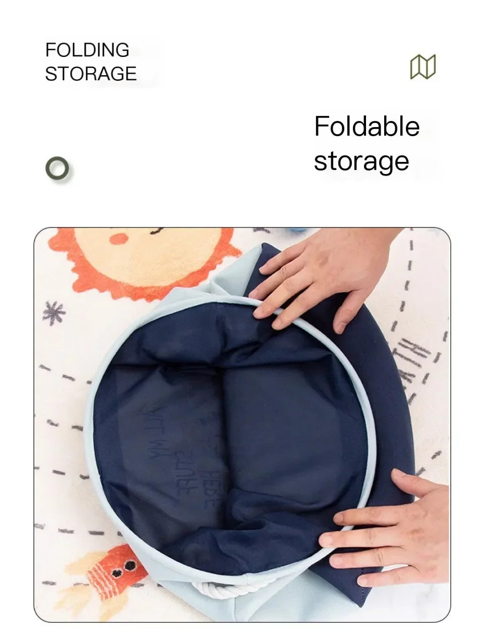 Toys Storage Baskets Collapsible Convenient Storage Basket Cartoon Print Thickened Fabric Drawstring Clutter Storage Organizer