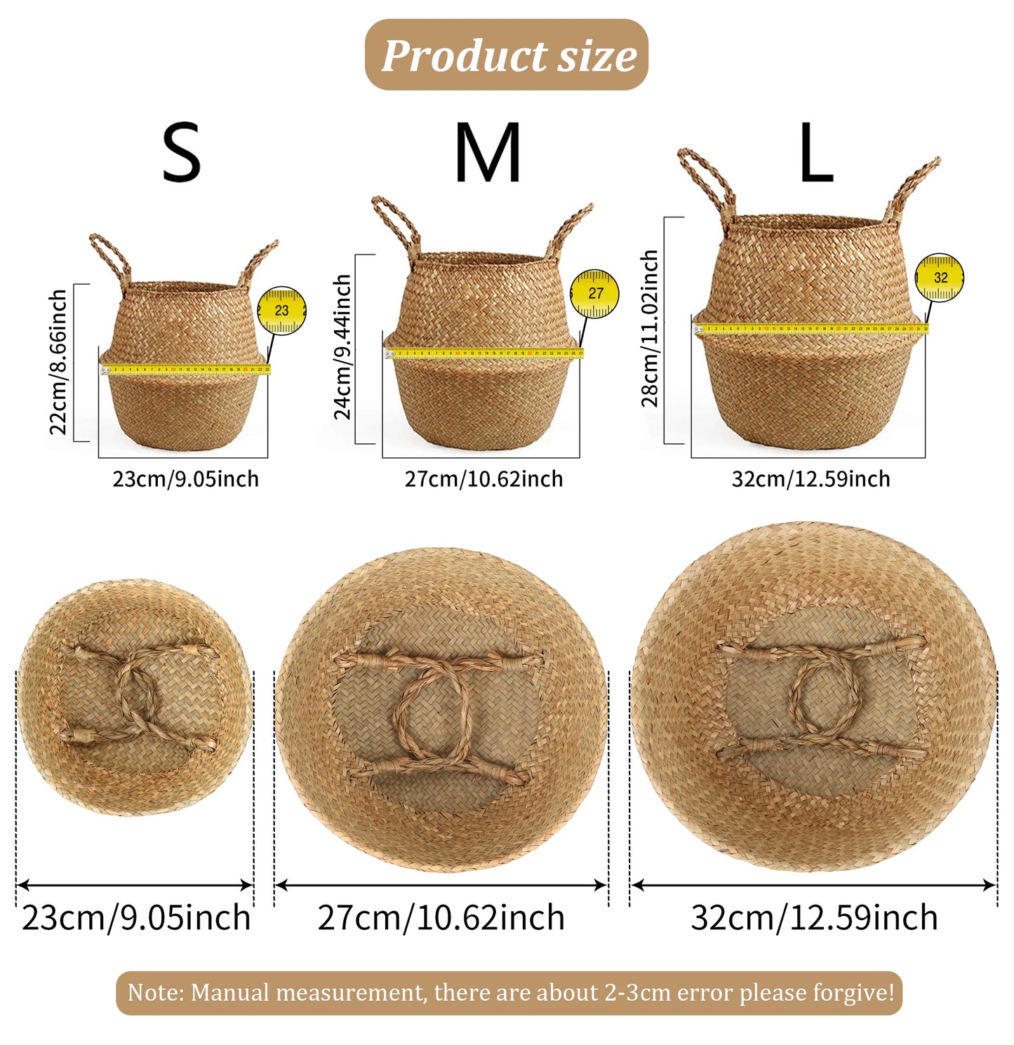 Boho Decor Wicker Baskets Storage Hand Woven Rattan Basket Foldable Pot with Handle Plant Cestos Mimbre Panier Rangement Osier