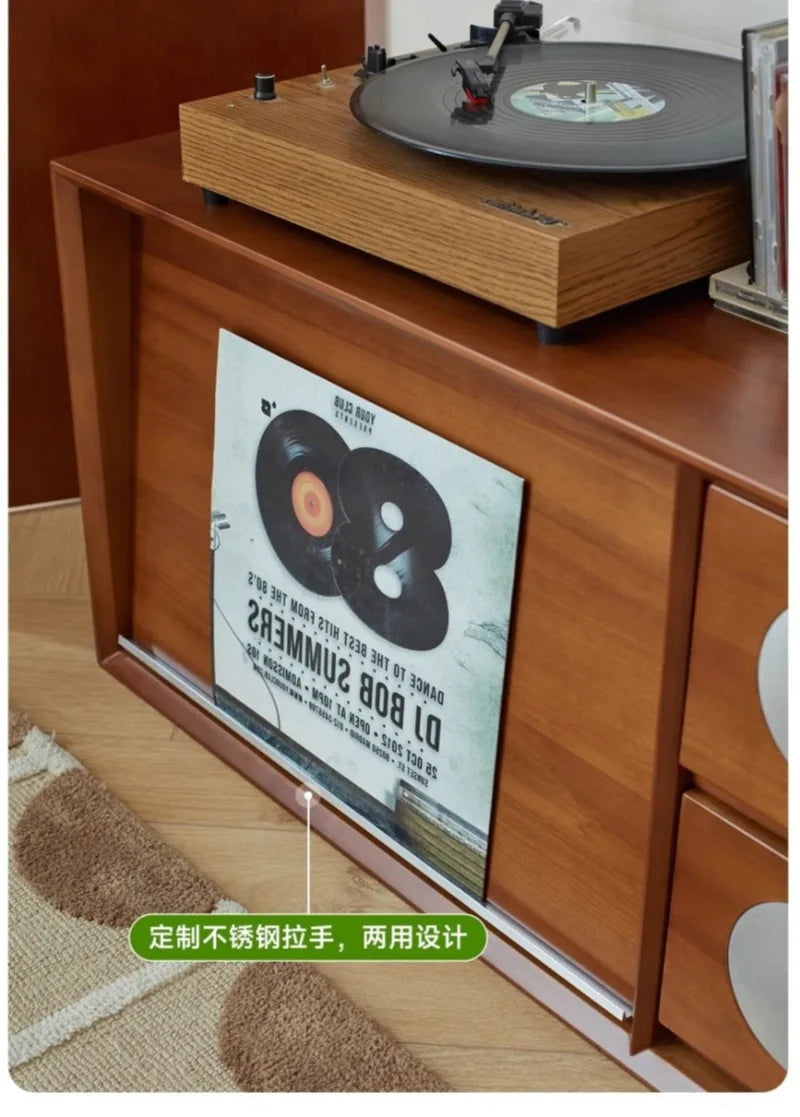 Retro Solid Wood Combination TV Cabinet Living Room Storage Lockers French Floor Bedroom Bedside Storage Cabinet Can Stacked