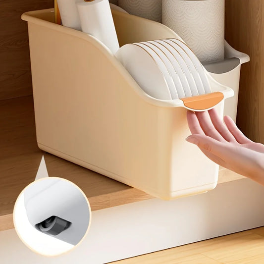 2pcs Curved Plastic Storage Baskets Multi-Functional Home Organizer for Cleaning Products Household Storage Box Containers