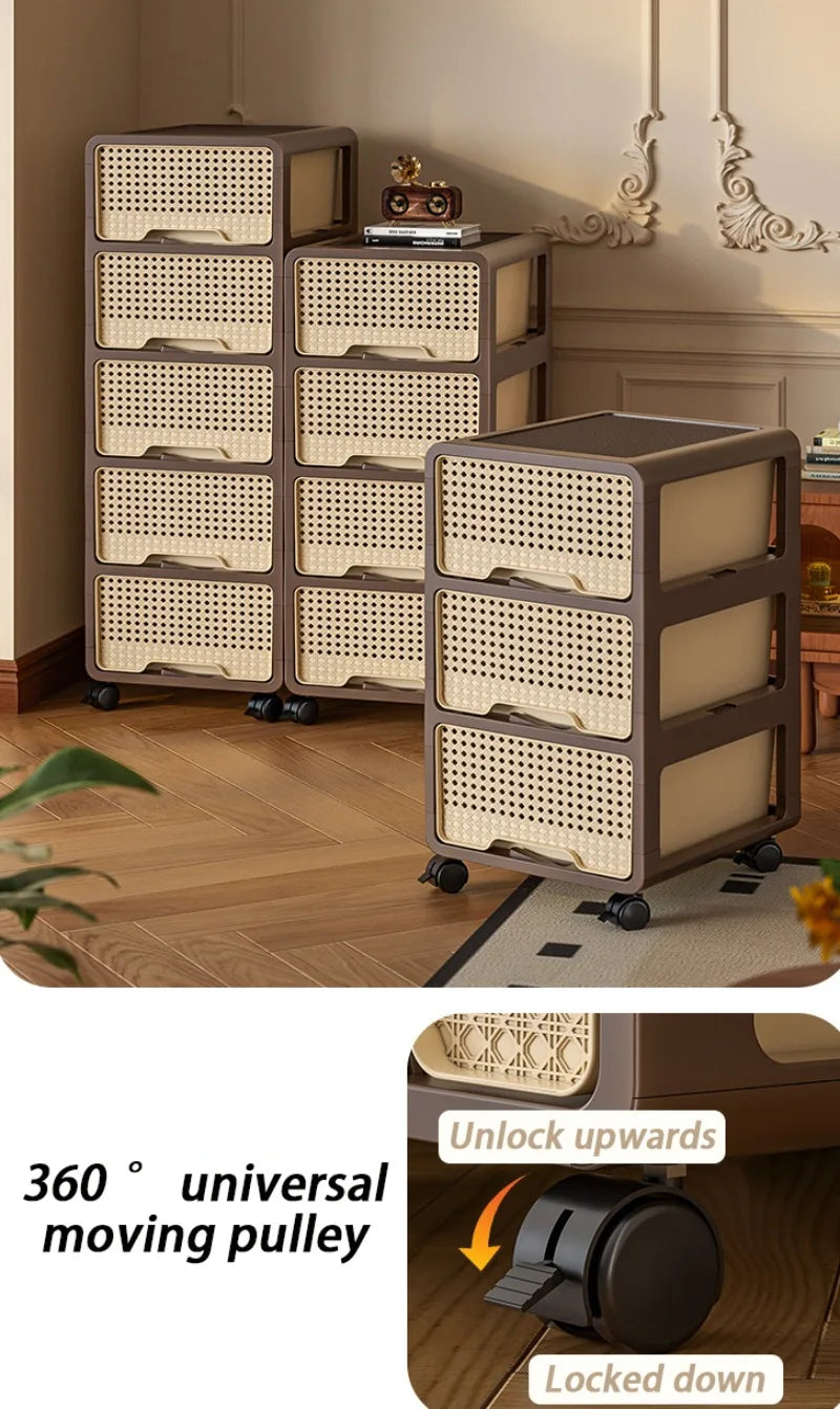 Removable Living Room Cabinet Space Saving Storage Cabinet Multi Layer Drawer Modern Bedroom Cabinets Snack Luxury Furniture