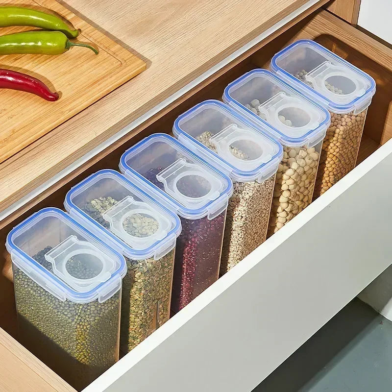 Stackable Food Storage Containers with Lids for Pantry & Rice Organization