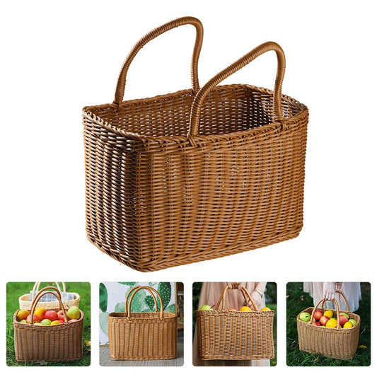 1Pc Decorative Woven Basket Flower Arrangement Basket Picnic Wicker Storage Basket Easter Hamper Decorative Rattan Willow New