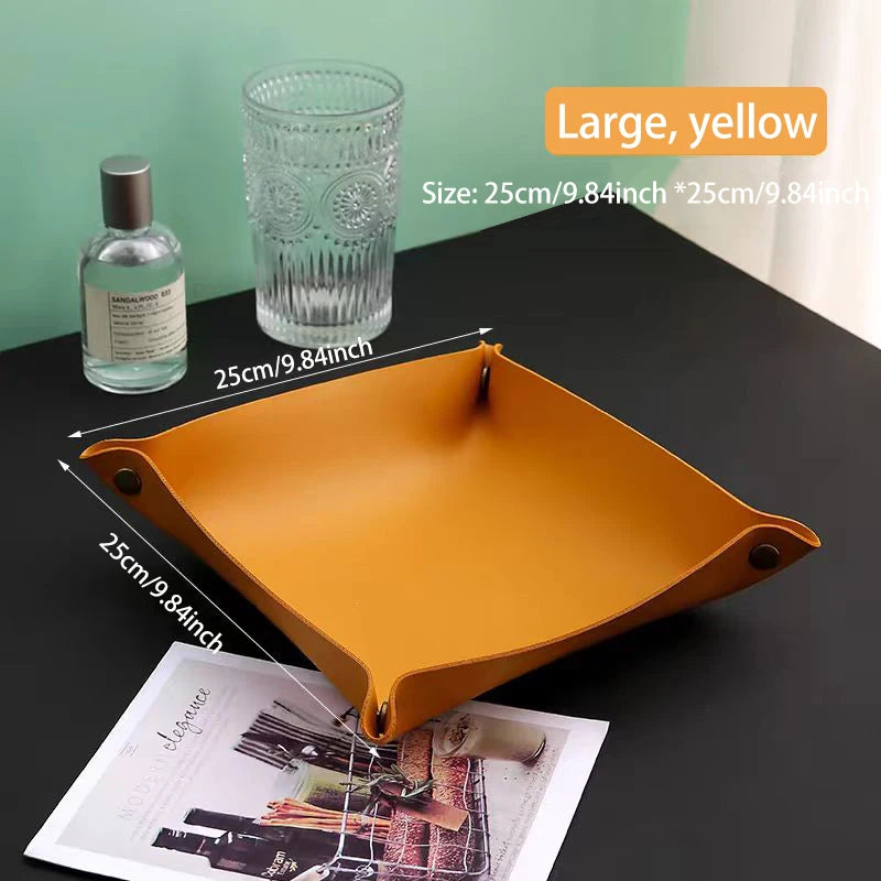 Living Room Entrance Key Storage Box Leather Desktop Cosmetics Storage Box Sundry European Tray Storage Box