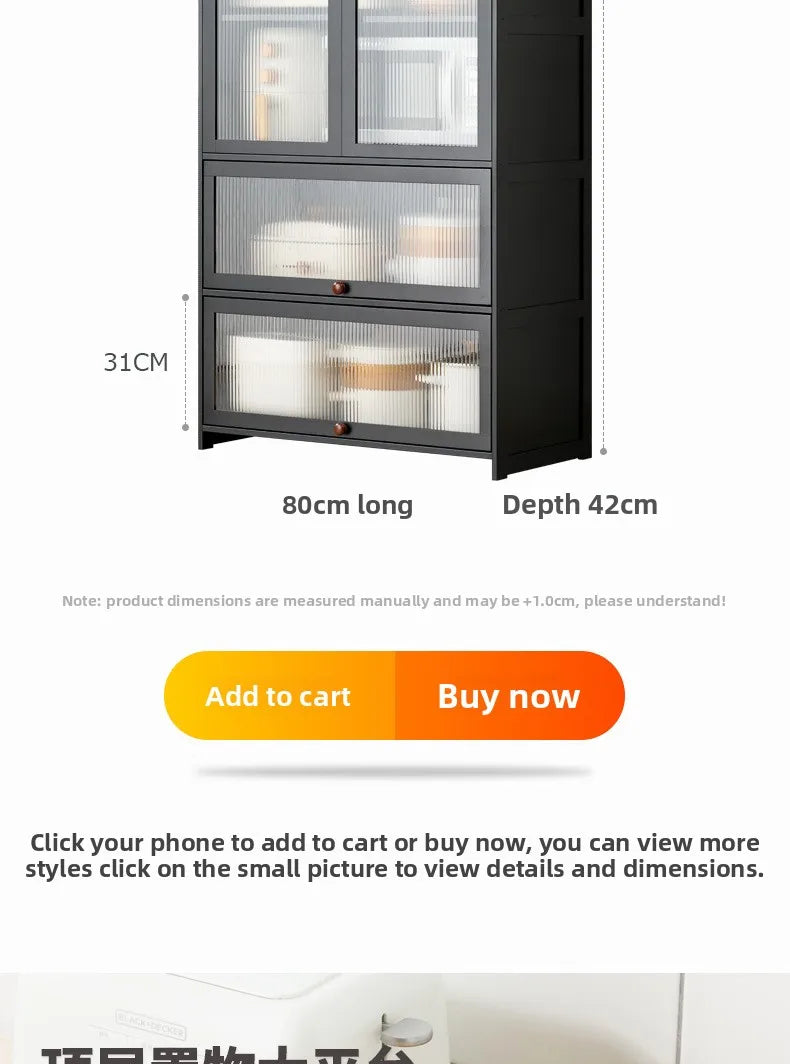 Kitchen shelf, floor standing multifunctional bowl cabinet, microwave oven cabinet, dining side storage cabinet