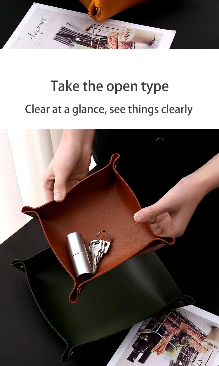 Living Room Entrance Key Storage Box Leather Desktop Cosmetics Storage Box Sundry European Tray Storage Box
