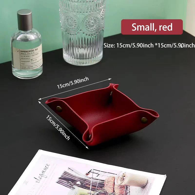 Living Room Entrance Key Storage Box Leather Desktop Cosmetics Storage Box Sundry European Tray Storage Box