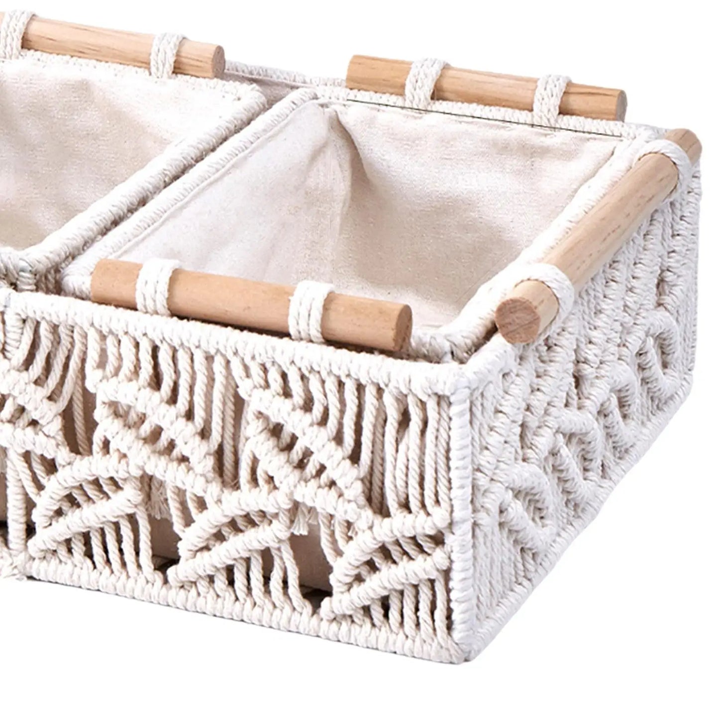 3Pcs Macrame Woven Storage Baskets for Bedroom Living Room Shelves Decorative Organizing Baskets Set of 3