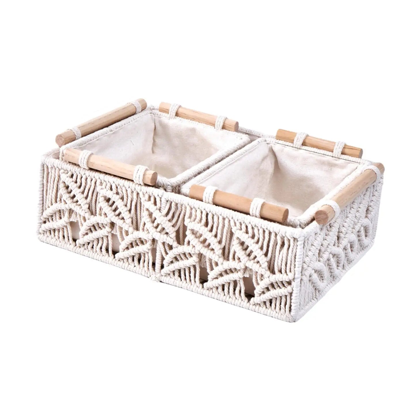 3Pcs Macrame Woven Storage Baskets for Bedroom Living Room Shelves Decorative Organizing Baskets Set of 3