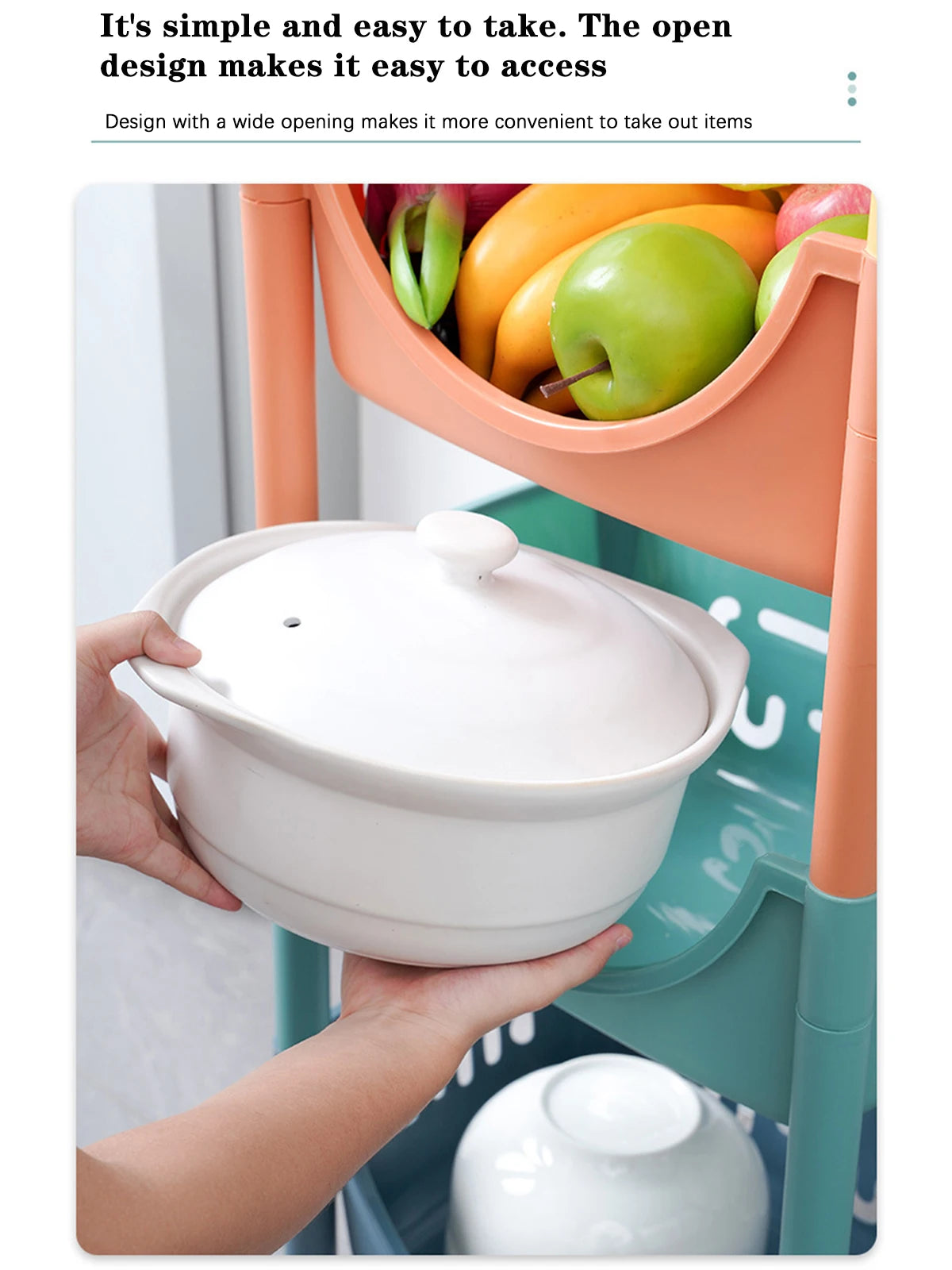 Kitchen Storage Trolley Movable Storage Cart Storage Racks for toy snack Large Capacity Storage Basket For Kitchen Living Room