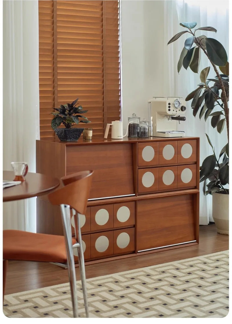 Retro Solid Wood Combination TV Cabinet Living Room Storage Lockers French Floor Bedroom Bedside Storage Cabinet Can Stacked