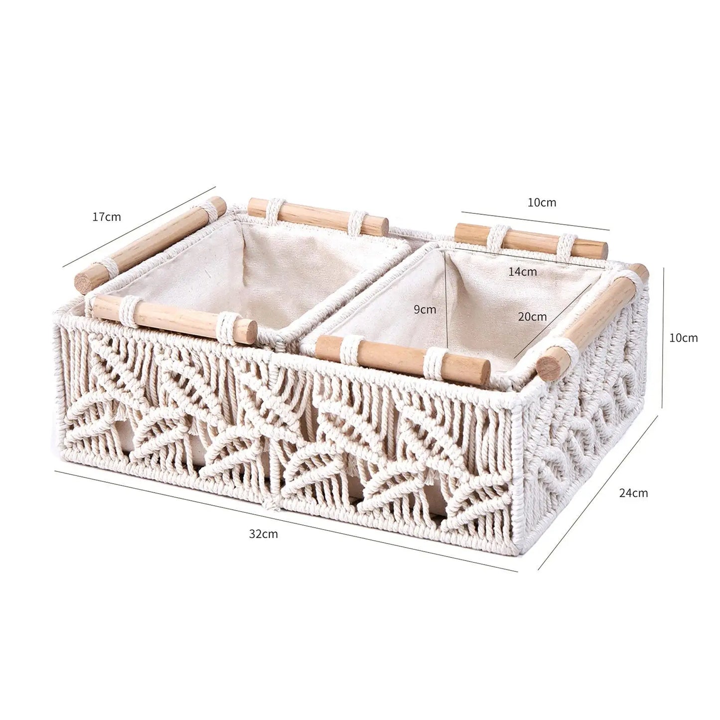 3Pcs Macrame Woven Storage Baskets for Bedroom Living Room Shelves Decorative Organizing Baskets Set of 3