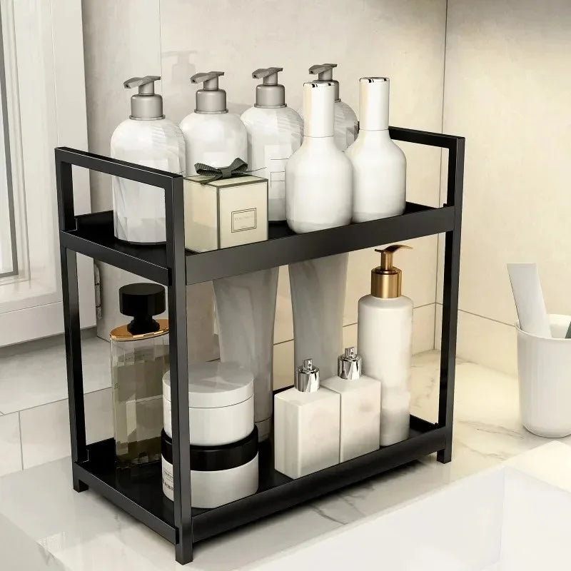 Double-Layer Cosmetics & Skincare Organizer Rack for Countertop Use