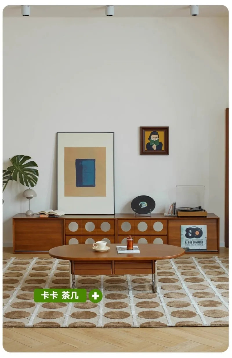 Retro Solid Wood Combination TV Cabinet Living Room Storage Lockers French Floor Bedroom Bedside Storage Cabinet Can Stacked