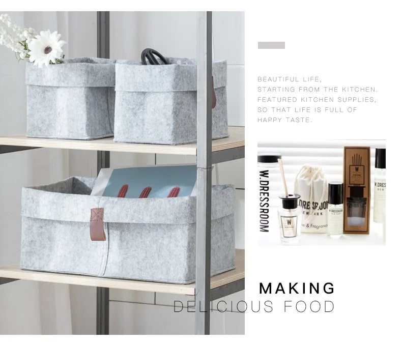 Desktop Storage Baskets Felt fabric Bedroom countertop Organize Basket Pen holder Sundries Cosmetics Storage,Basket of flowe