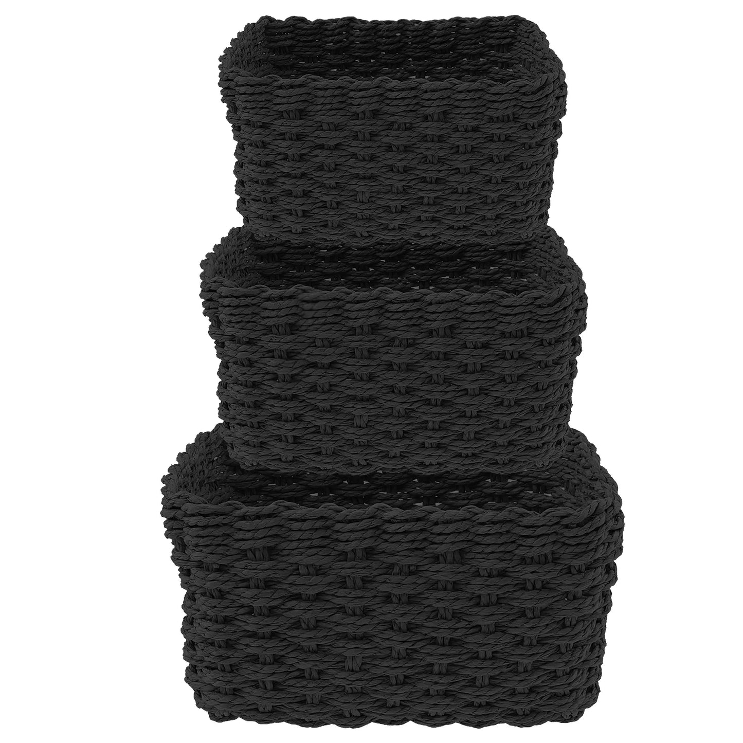 3Pcs Grass Woven Storage Baskets Decorative Woven Baskets for Storage Multifunctional Picnic Basket Fruit Cosmetic Storage Box