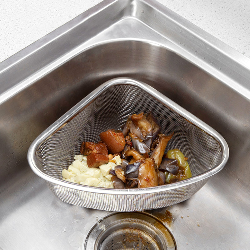 Kitchen Sink Drain Basket Stainless Steel Triangle Food Vegetables Peel Egg Filter Storage Organizer Kitchen Shelf Rack Drainier