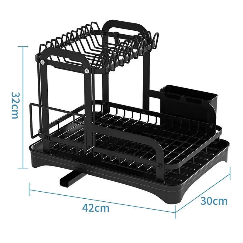 Kitchen Dish Storage Rack Multifunctional Countertop Organizer with Drainer for Bowls and Utensils Space Saving Home Essentials