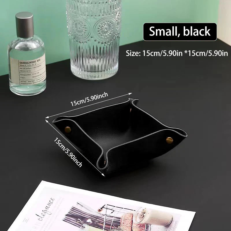 Living Room Entrance Key Storage Box Leather Desktop Cosmetics Storage Box Sundry European Tray Storage Box