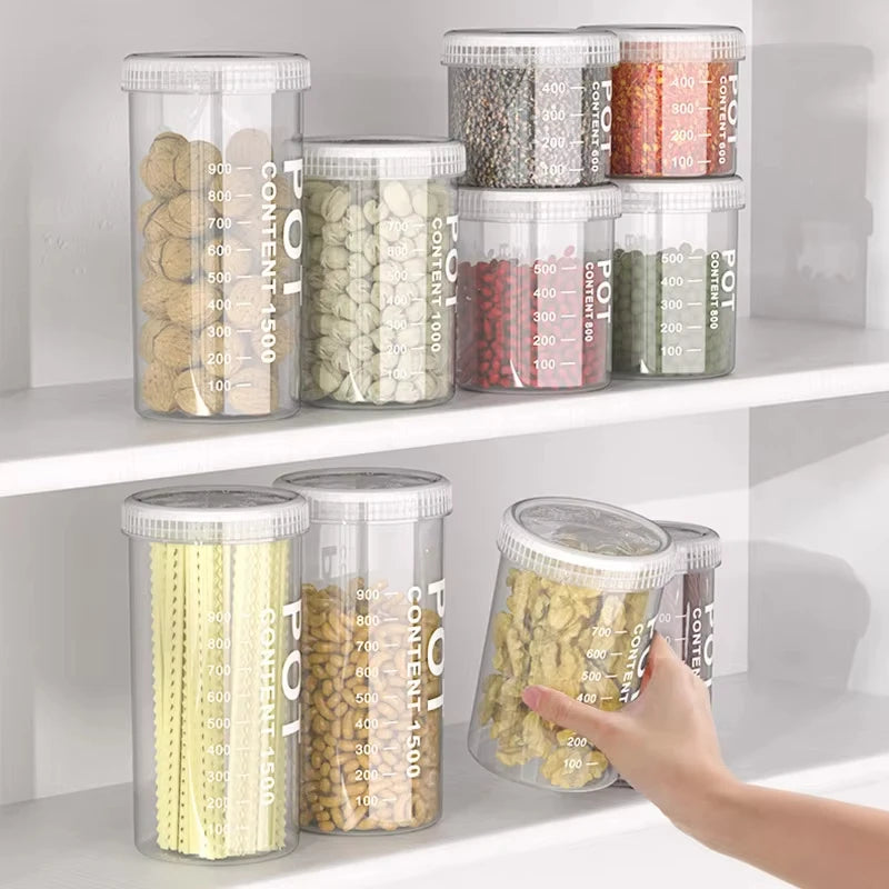 Transparent Moisture-Proof Food Storage Containers for Coffee, Pasta & Dry Goods