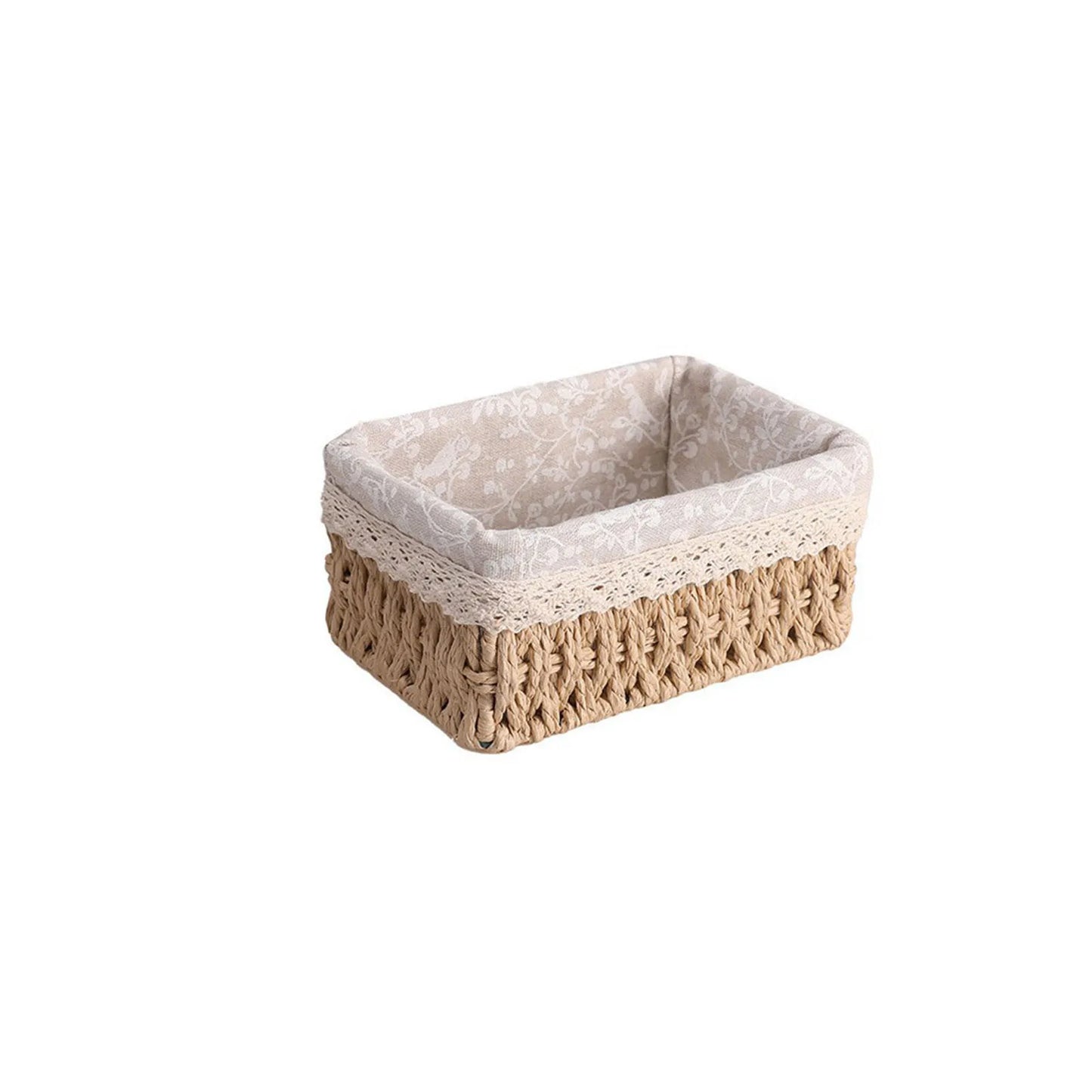 Bohemian Woven Rattan Storage Basket - Multi-Purpose Desktop Organizer for Cosmetics, Snacks & Natural Fiber Décor