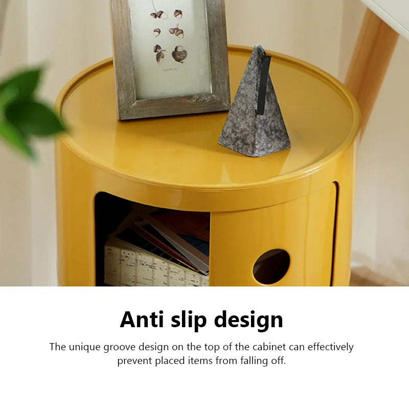 Plastic Round Bedside Table Book Cosmetics Snack Storage Cabinet 3-Tier Living Room Sofa Side Storage Table Portable Nightstand