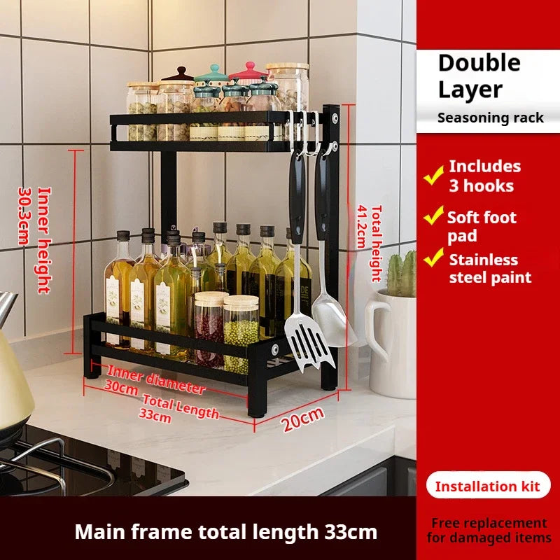 Kitchen Spice Rack Kitchen Storage Rack Household Accessories Multifunctional Dish Cutlery Knife Spoon Sink Rack Set Organizer