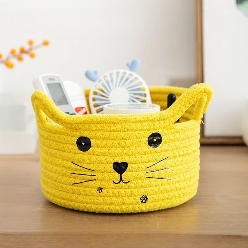 Cute Storage Baskets Cotton Woven Bedroom Household Decor Organizer Case Key Snacks Desktop Sundries Deposit Tidy Box Items Home