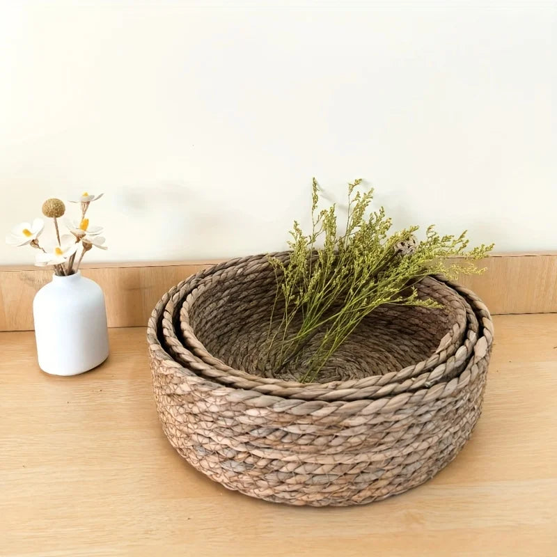 Hand-Woven Straw Baskets, Boho Storage for Home & Office. Perfect Organizer for Towels, Toys & More. Chic Gift Idea!