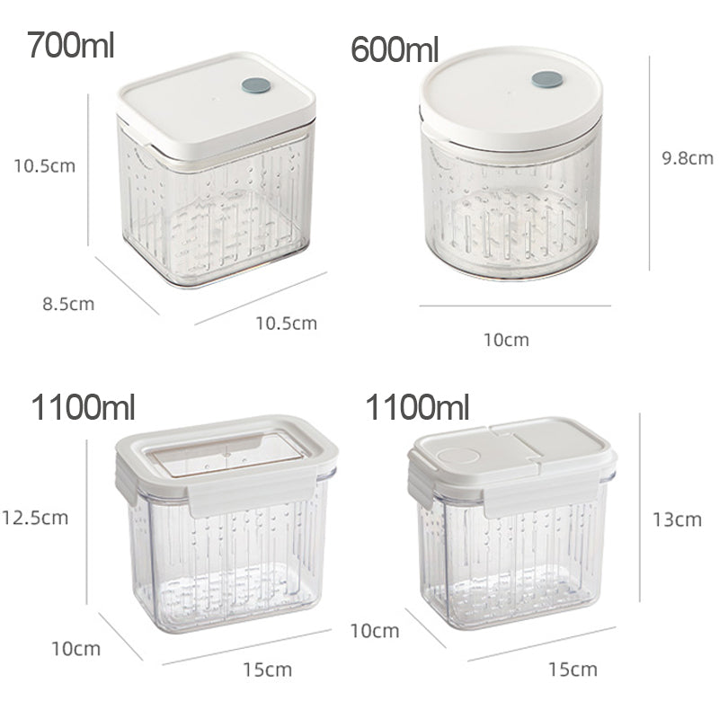 Food Storage Container with Drain Basket for Fruits, Pickles & Wet/Dry Foods