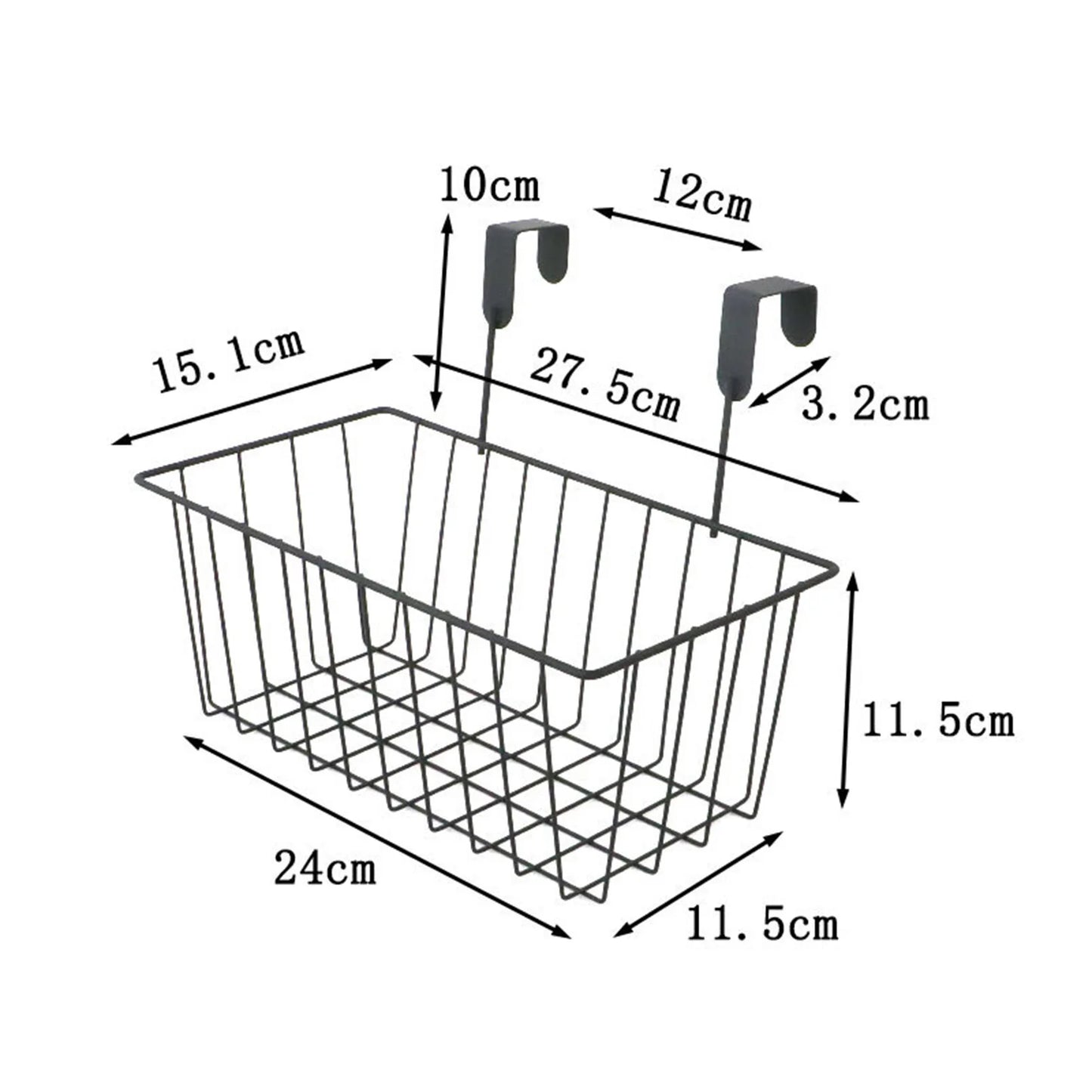 Grid Storage Baskets with Hooks Over Cabinet Door Organizer Wire Basket Hanging Storage Organizer Kitchen Bathroom Organizer