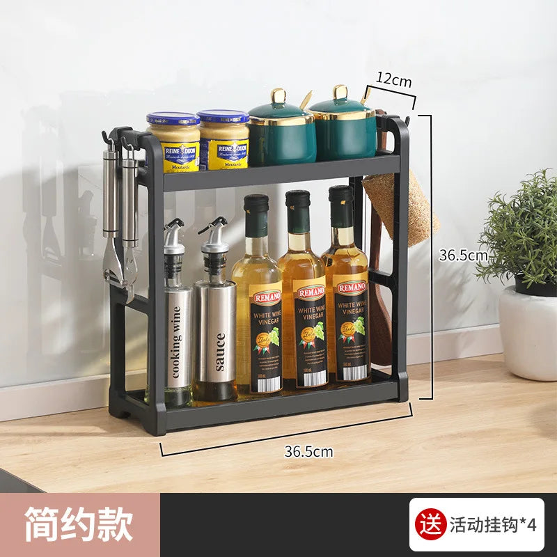 Kitchen Storage Rack, Multi-Purpose Spice Organizer, Countertop Utensil Holder for Knives, Chopsticks, Oil, Salt, Soy Sauce, Vin