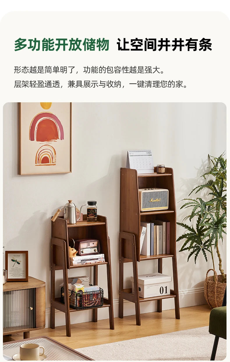 Multilayer Floor Storage Rack Multifunctional Living Room TV Stand Side Cabinet Small Bookshelf Household Organization