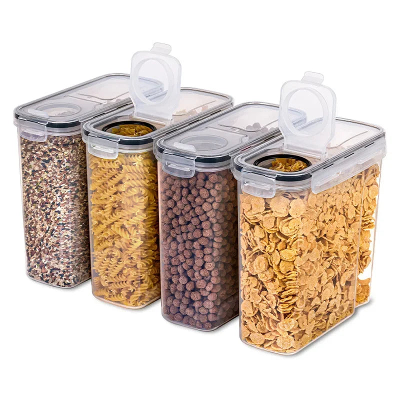 Stackable Food Storage Containers with Lids for Pantry & Rice Organization