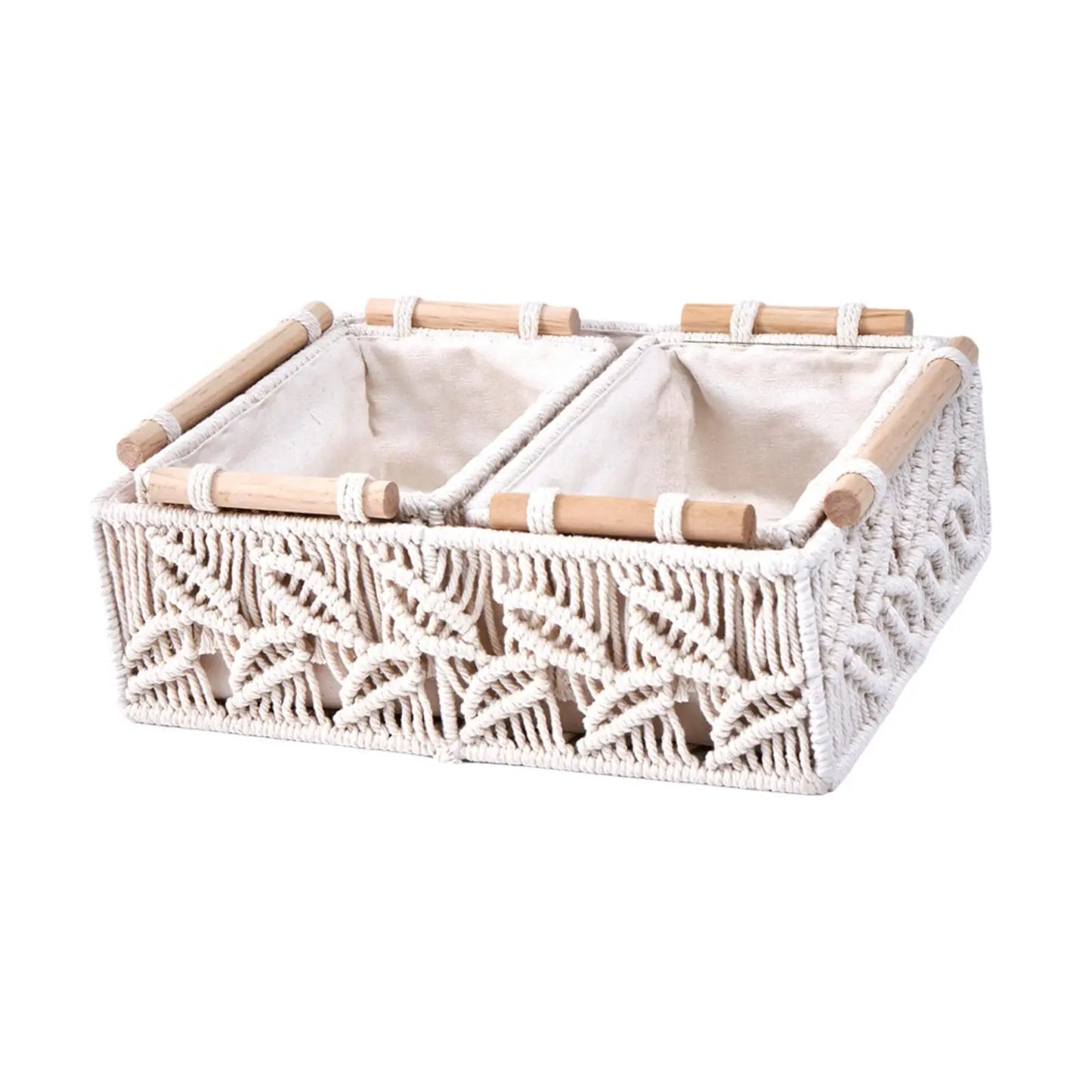 3Pcs Macrame Woven Storage Baskets for Bedroom Living Room Shelves Decorative Organizing Baskets Set of 3