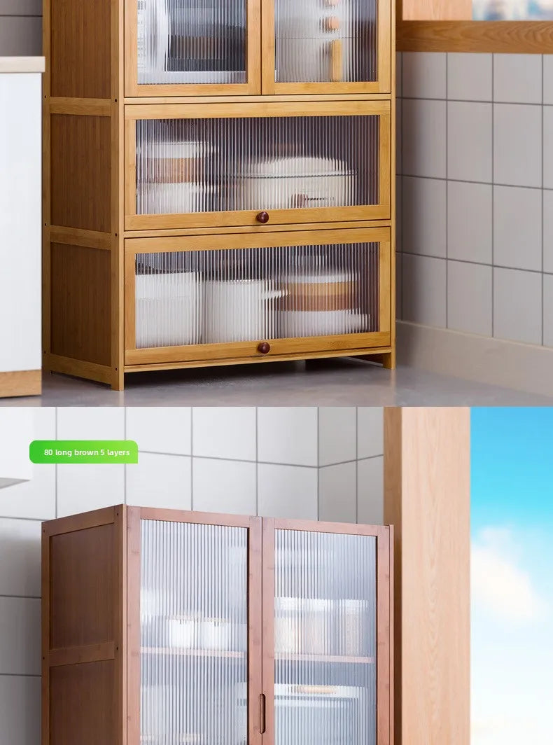 Kitchen shelf, floor standing multifunctional bowl cabinet, microwave oven cabinet, dining side storage cabinet