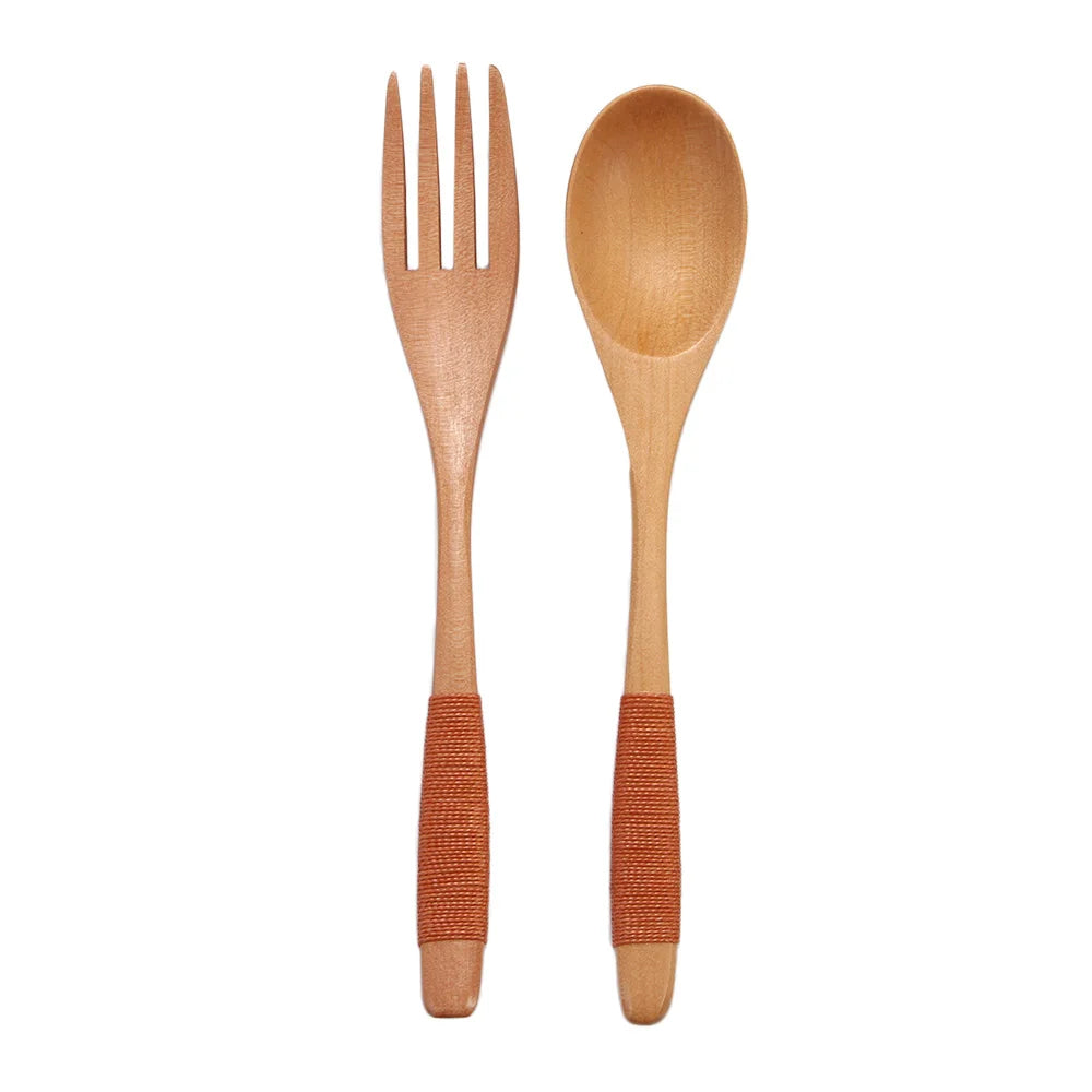 Dinner Kit Wooden Utensil Kitchen Supplies Soups Cereal Tableware Dinnerware Sets Fork Spoon