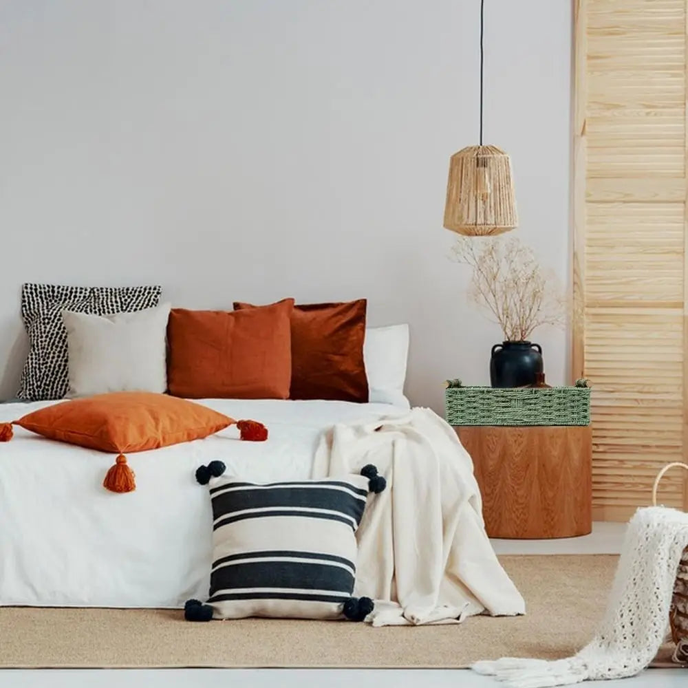 New Paper Rope Storage Basket with Handle Organizing Wicker Baskets Decorative Handmade Countertop Storage Bins High Quality