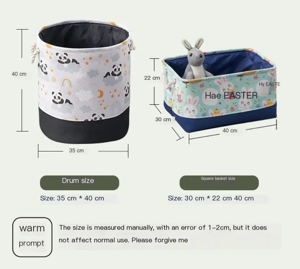 Toys Storage Baskets Collapsible Convenient Storage Basket Cartoon Print Thickened Fabric Drawstring Clutter Storage Organizer