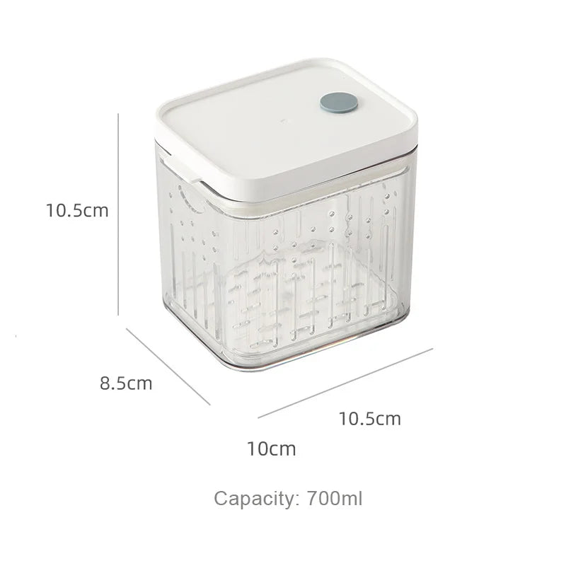 Food Storage Container with Drain Basket for Fruits, Pickles & Wet/Dry Foods