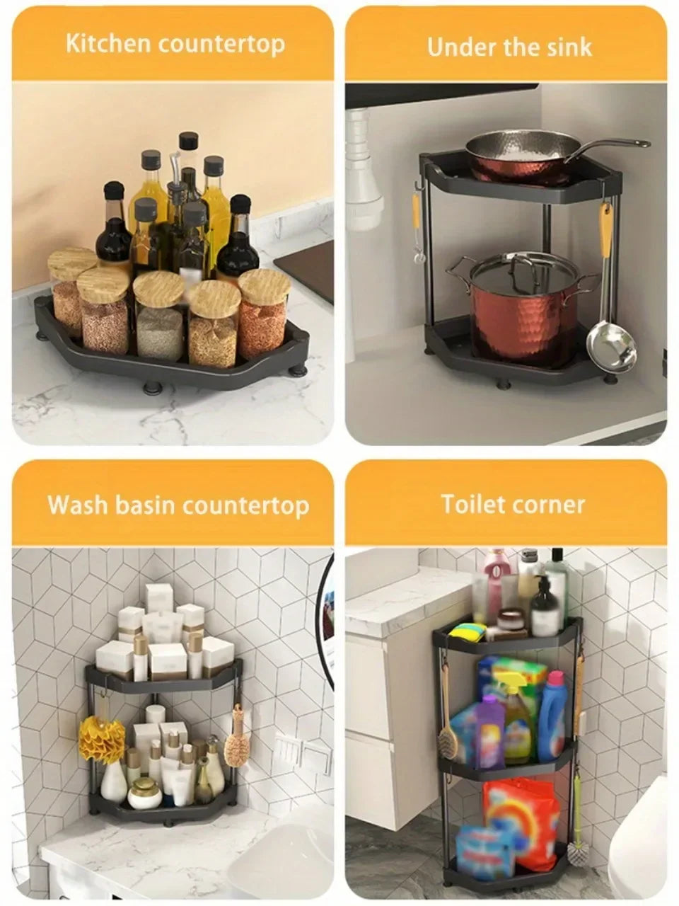 Kitchen Seasoning Shelf Spice Countertop Corner Stands Multi-layer Storage Easy To Clean High-quality Steel Plate Kitchen Shelf