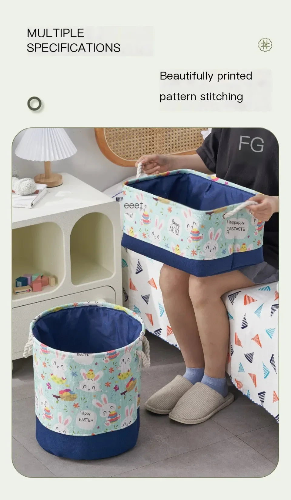 Toys Storage Baskets Collapsible Convenient Storage Basket Cartoon Print Thickened Fabric Drawstring Clutter Storage Organizer