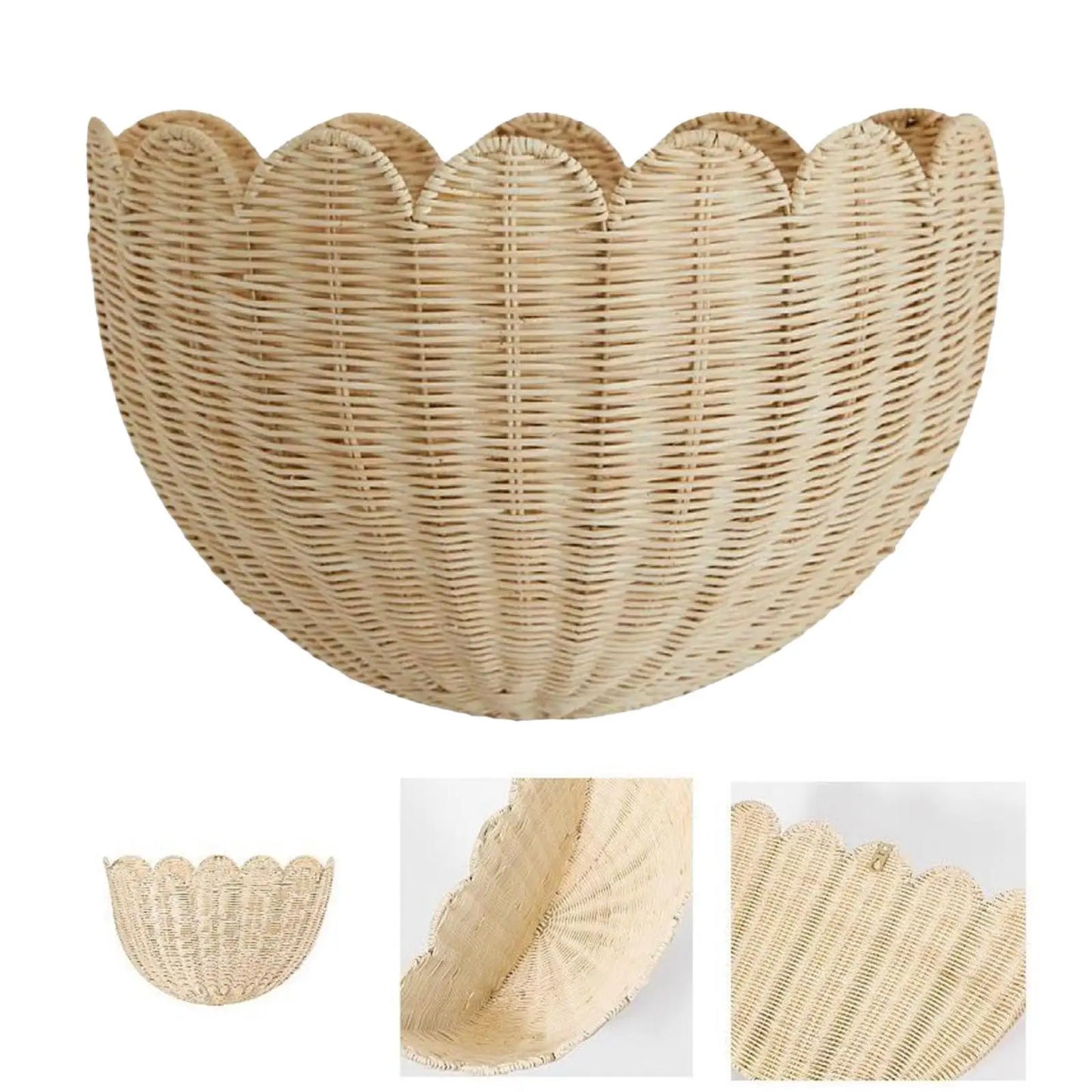 Woven Wall Hanging Basket Kitchen Imitation Rattan Decorative Magazines Storage for Planter Bathroom Towels Balcony Restaurant