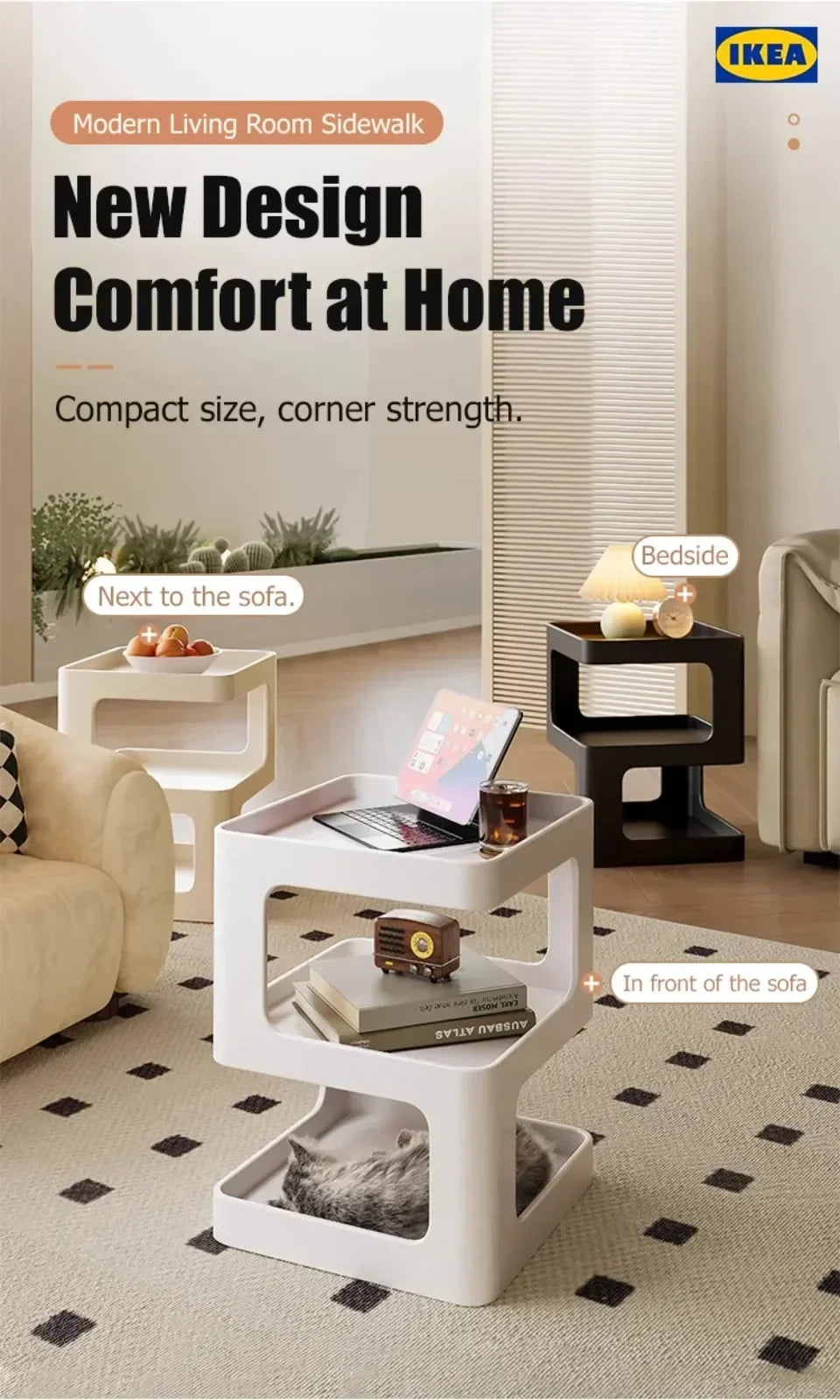 Multi Functional Home Storage Rack Simple and Modern Bedside Table Creative Fashion Detachable Double-layer Storage Platform