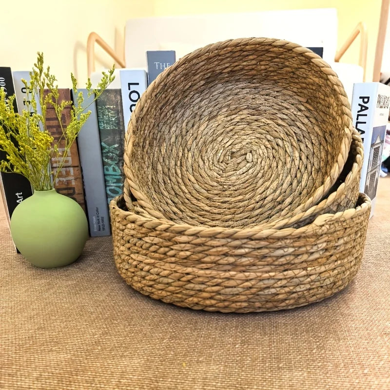 Hand-Woven Straw Baskets, Boho Storage for Home & Office. Perfect Organizer for Towels, Toys & More. Chic Gift Idea!